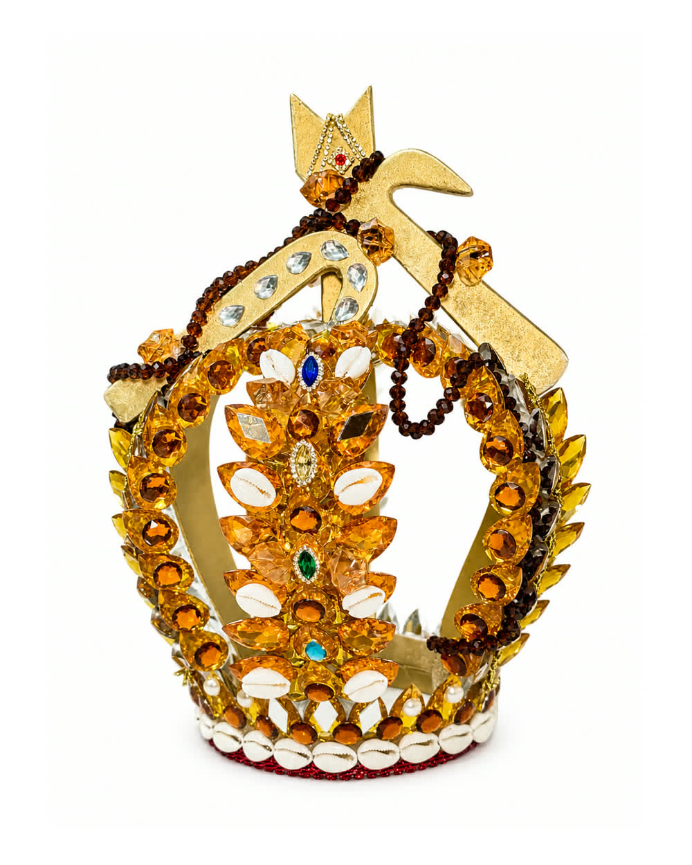 Corona de Agayú en cristal ámbar con caracoles y collar