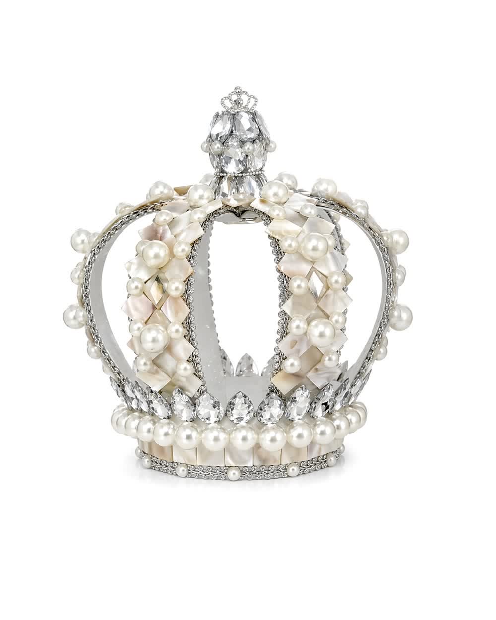 Corona de Obatalá blanca de perlas y nácar