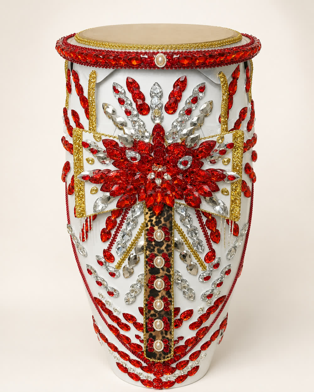 Tambor de Changó blanco y rojo
