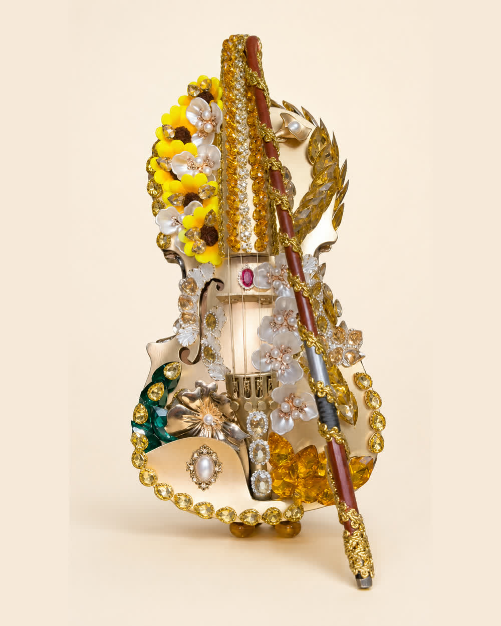 Violín de Ochún con arco decorado